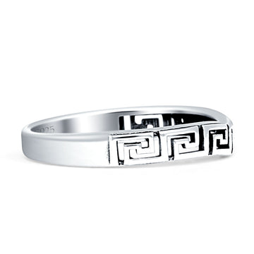 Aztec Design Greek Key Spiral Band 3mm Oxidized 925 Sterling Silver Wholesale
